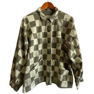 The Great Commodore Jacket Size 2 Army Green Checker Print NWT